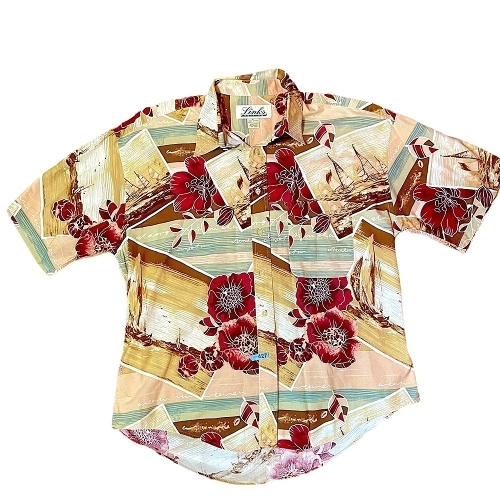 Links edition short sleeve mens button down Hawaiian shirt